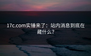 17c.com实锤来了：站内消息到底在藏什么？