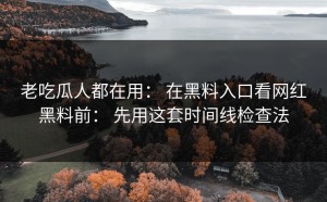 老吃瓜人都在用： 在黑料入口看网红黑料前： 先用这套时间线检查法